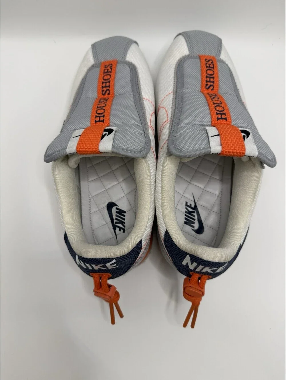 Nike Cortez Slip-On Women’s Size 5 Gray Orange Sneakers Casual Shoes Hook & Loop